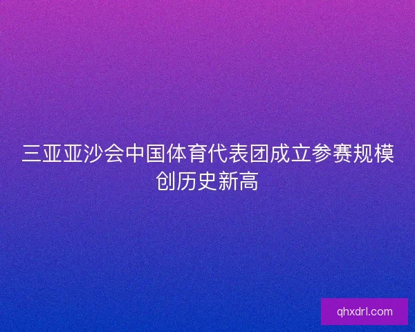 三亚亚沙会中国体育代表团成立参赛规模创历史新高