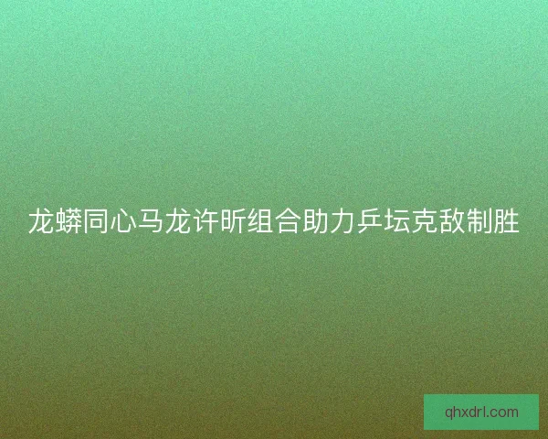龙蟒同心马龙许昕组合助力乒坛克敌制胜